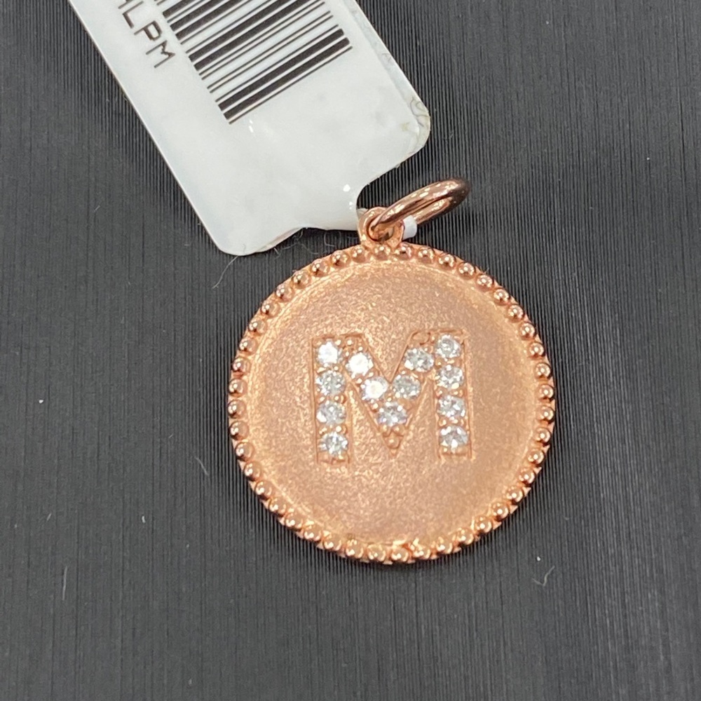 14k rose gold diamond initial M charm